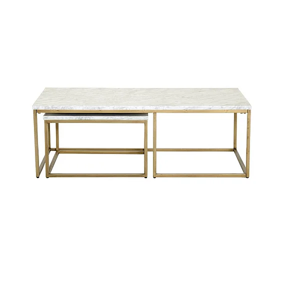 Essentials For Living Traditions Carrera Nesting Coffee Table in White 6100.BGLD/WHT CLOSEOUT