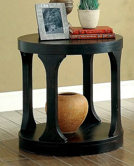 Furniture of America Carrie End Table in Antique Black CM4422E