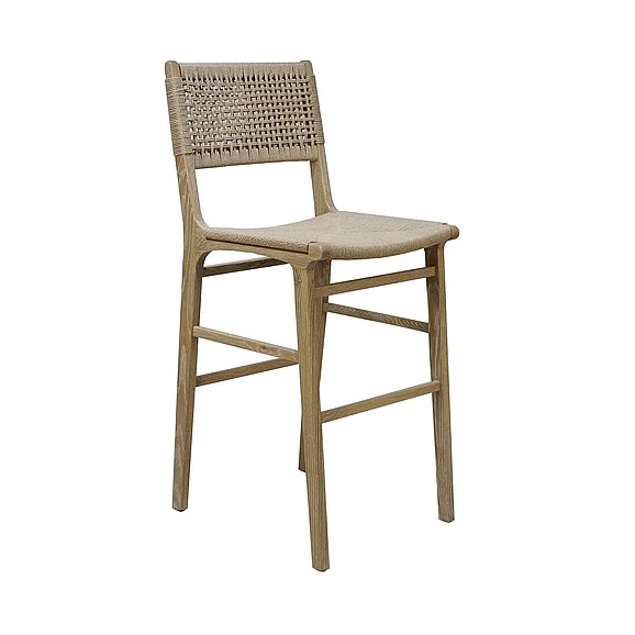 Worlds Away Carson Woven Back Bar Stool in Cerused Oak CARSON CO