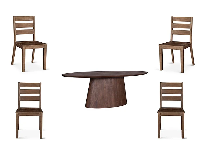 HTD Casablanca 4pc Oval Dining Room Set in Toffee Nut