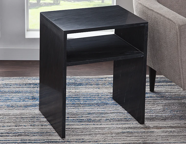 Steve Silver Casey Black Marquina Marble End Table in Black CS180KE