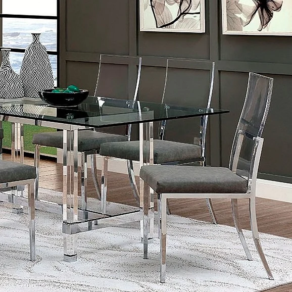 Furniture of America Casper Dining Table in Chrome CM3654T-TABLE