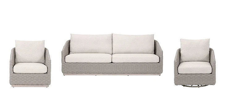 Essentials For Living Caspian Outdoor 3pc Seating Set in Taupe Oval Rope