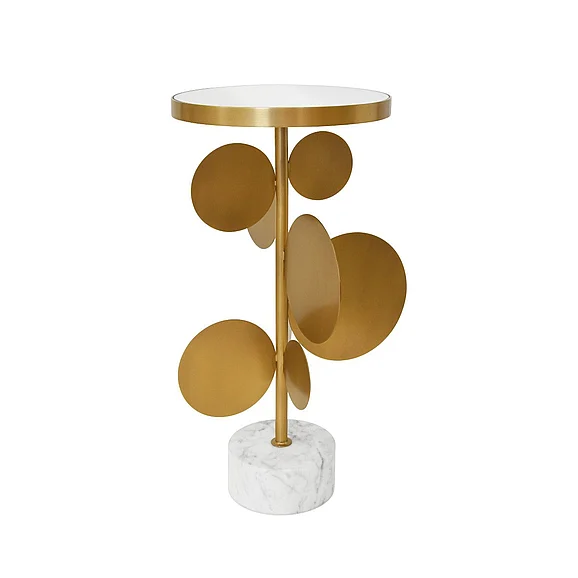 Worlds Away Cassius Round Brass Side Table Featuring Base CASSIUS