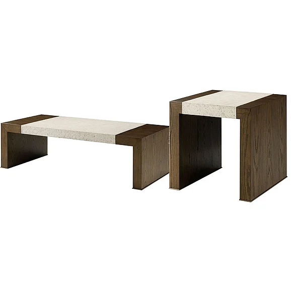 Theodore Alexander Catalina 2pc Occasional Living Room Set in Earth