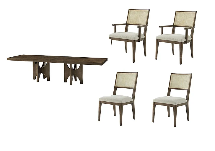 Theodore Alexander Catalina 5pc Extending Dining Table Set in Earth