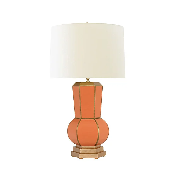 Worlds Away Catalina Handpainted Gourd Shape Tole Table Lamp in Orange CATALINA OR
