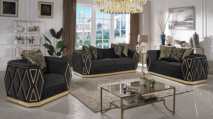 Galaxy Home Cavalli 2pc Living Room Set Black 733569273287