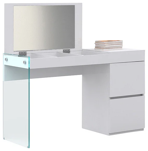 Casabianca Home Il Vetro Vanity in High Gloss White Lacquer CB-111-W-Vanity