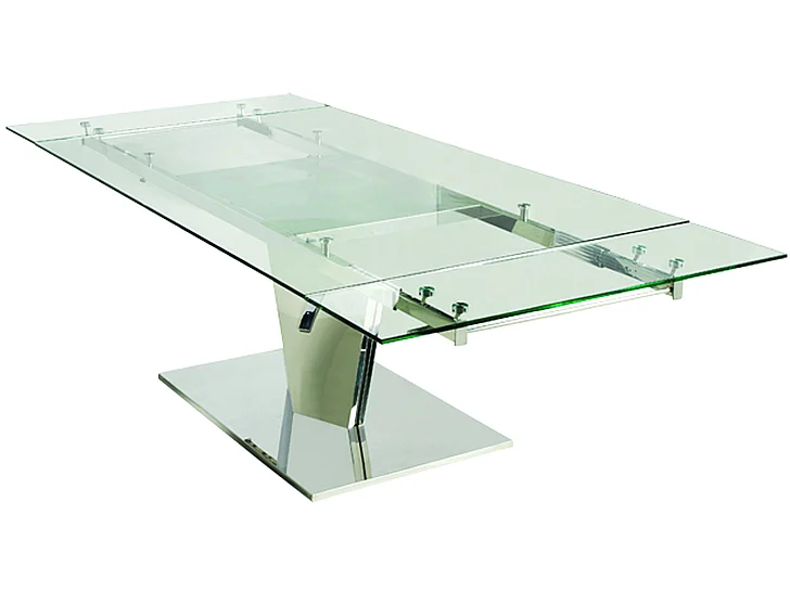 Casabianca Home Diamond Extendable Dining Table in Polished Stainless Steel CB-123C