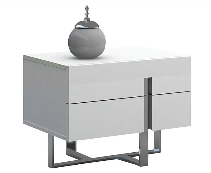 Casabianca Home Collins Nightstand / End Table in High Gloss White Lacquer CB-1302-N