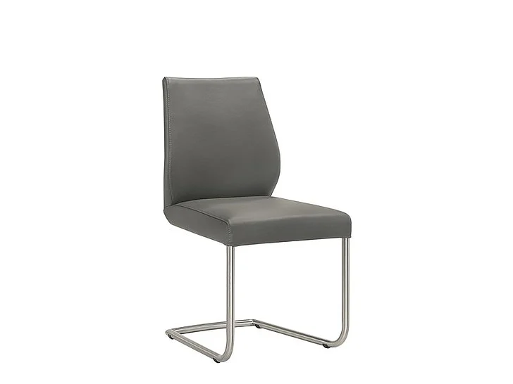 Casabianca Home Geo Dining Chair in Dark Gray Leather (Set of 2)