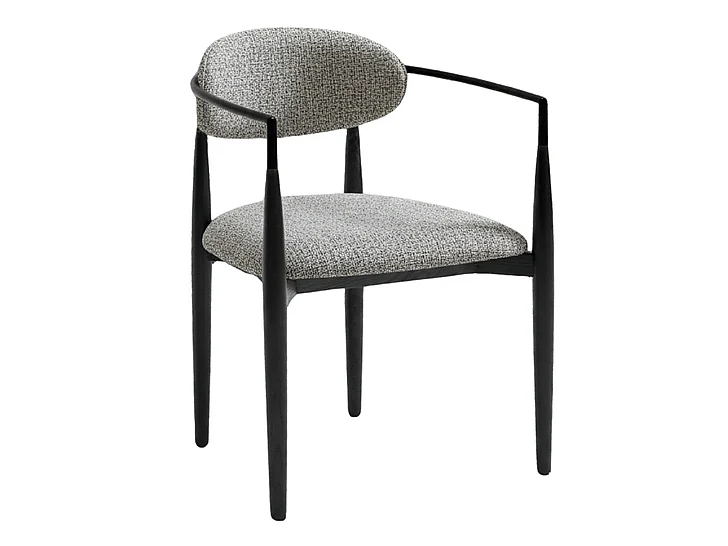 Casabianca Home Sophia Arm Dining Chair in Gray Raw Linen Fabric CB-8300A