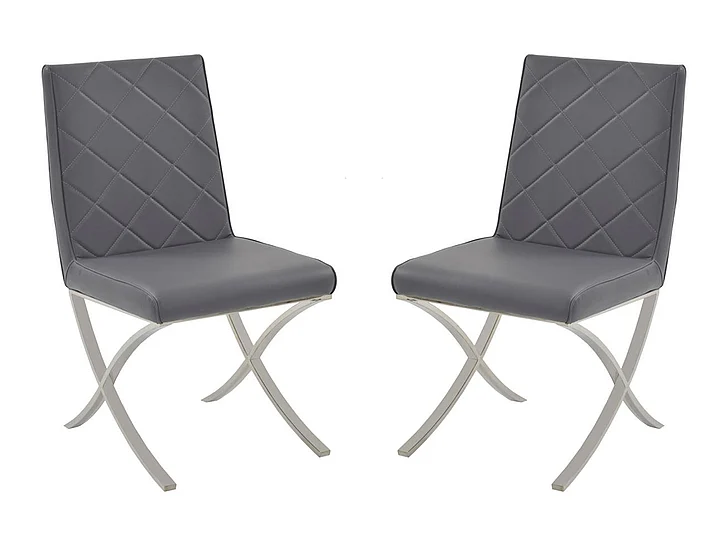 Casabianca Home Loft Dining Chair in Gray PU Leather (Set of 2) CB-922-G-SET2