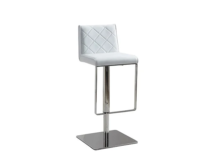 Casabianca Home Loft Adjustable Bar Stool in White PU-Leather