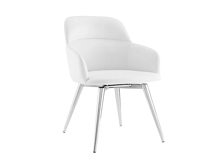 Casabianca Home Pirouette Arm Dining Chair in White Pu CB-952W