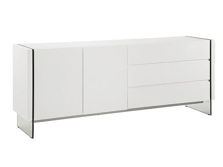Casabianca Home IL Vetro Buffet in High Gloss White Lacquer