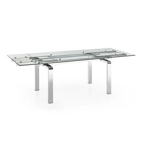 Casabianca Home Cloud Extendable Dining Table in Stainless Steel CB-D2048-SS