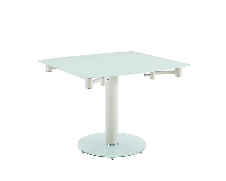 Casabianca Home Thao Extendable Dining Table in White Tempered Glass CB-T030-WH
