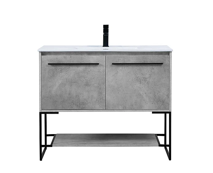 Elegant 40 In. Single Bathroom Vanity in Concrete Grey VF42040CG CLOSEOUT