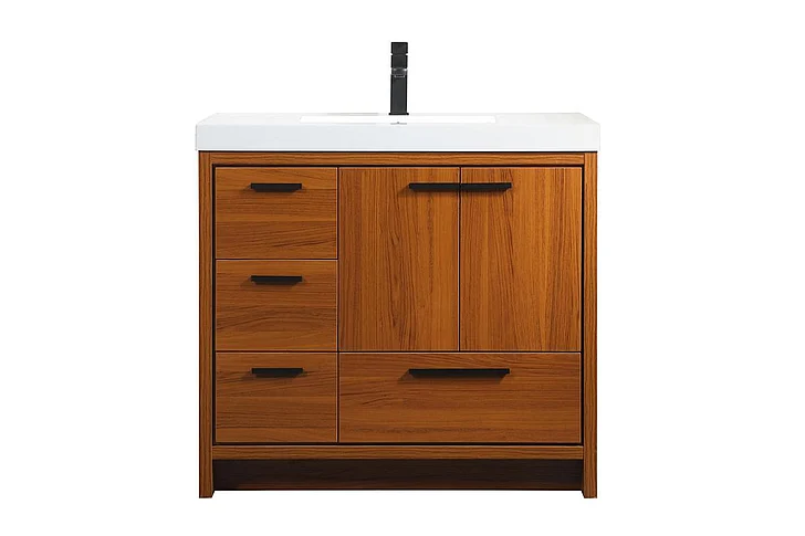 Elegant 36 In. Single Bathroom Vanity in Teak VF46036MTK