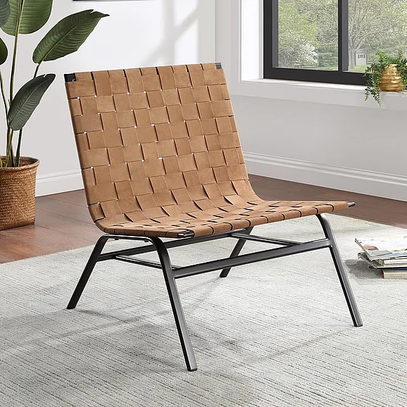 Comfort Pointe Cavett Woven Brown Leather Accent Chair 8201-42