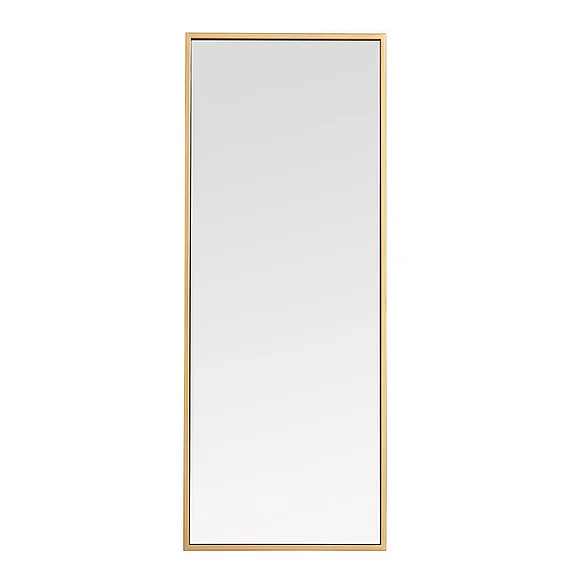 Elegant Metal Frame Rectangle Mirror 14 In. in Brass MR41436BR