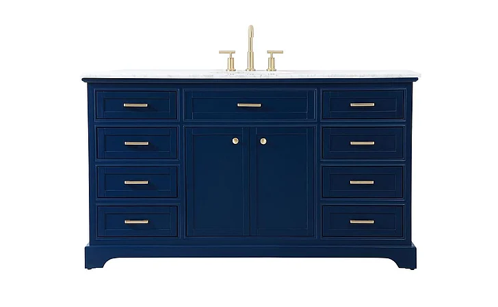 Elegant 60 In. Single Bathroom Vanity in Blue VF15060BL