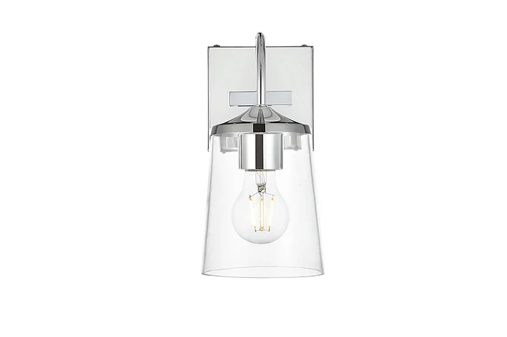 Elegant Avani 1 Light Chrome and Clear Bath Sconce LD7313W5CH CLOSEOUT