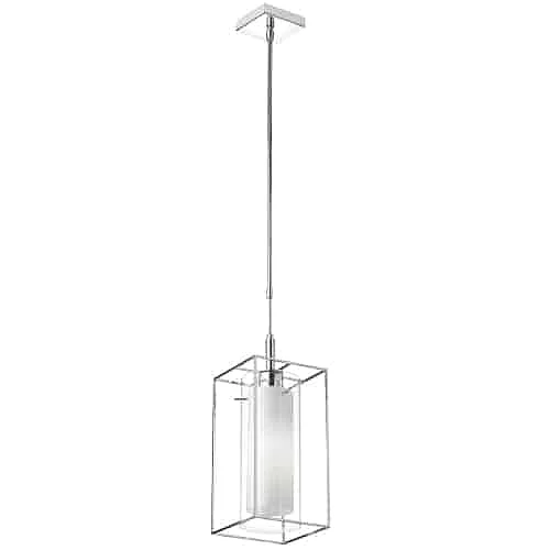 Dainolite 1LT Pendant, Rectangular Metal Frame w/Frosted Gls CBE-61P-PC
