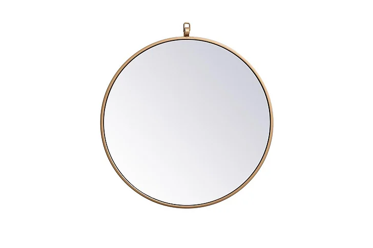 Elegant Metal Frame Round Mirror with Decorative Hook 21 In. in Brass MR4721BR