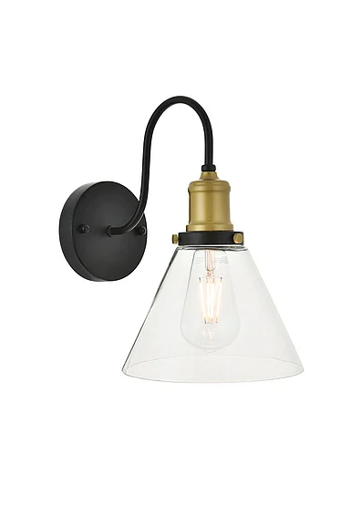 Elegant Histoire 1 Light Brass and Black Wall Sconce LD4017W7BRB