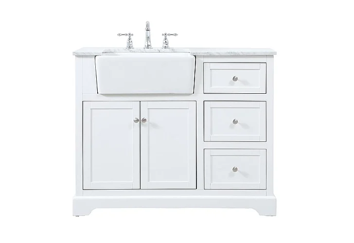 Elegant 42 In. Single Bathroom Vanity in White VF60242WH