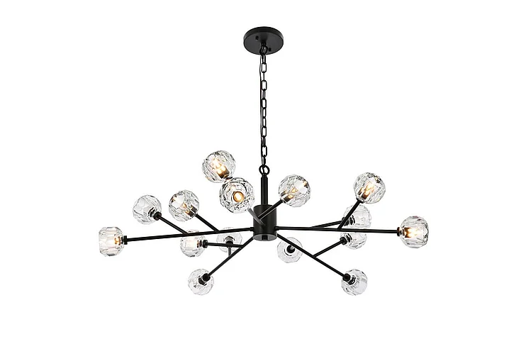 Elegant Graham 15 Light Pendant in Black 3509D42BK