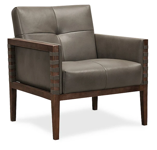 Hooker Furniture CC Carverdale Leather Club Chair w/Wood Frame in Dark Wood CC401-095