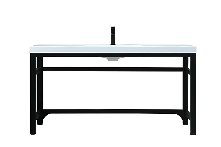 Elegant 60 In. Ada Compliant Single Bathroom Metal Vanity in Black VF14560BK CLOSEOUT