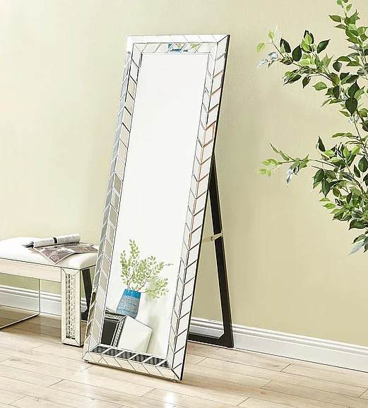 Elegant Sparkle 22 In. Contemporary Standing Full Length Mirror in Clear MR9124