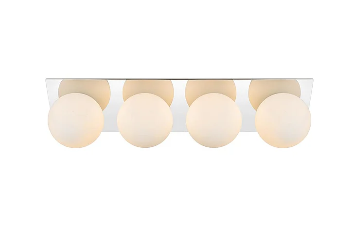 Elegant Jillian 4 Light Chrome and Frosted White Bath Sconce LD7304W29CH CLOSEOUT