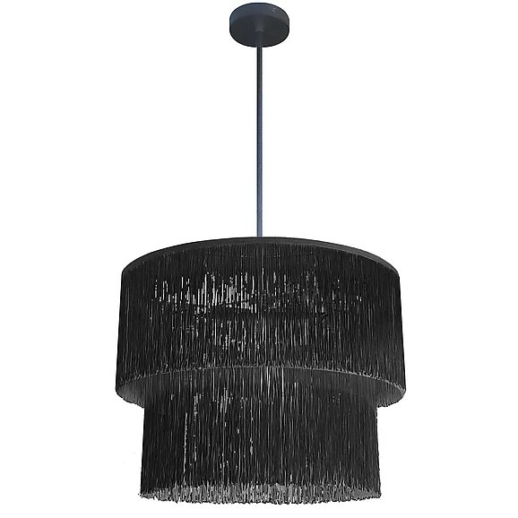 Dainolite 4LT Chandelier, MB w/ BK Fringe CDL-204C-MB-BK