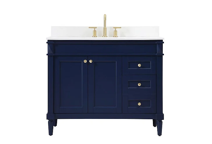 Elegant 42 In. Single Bathroom Vanity in Blue with Backsplash VF31842BL-BS CLOSEOUT