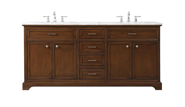 Elegant 72 In. Double Bathroom Vanity in Teak VF15072DTK