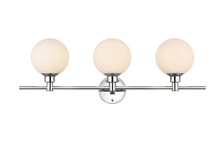 Elegant Cordelia 3 Light Chrome and Frosted White Bath Sconce LD7317W28CH CLOSEOUT
