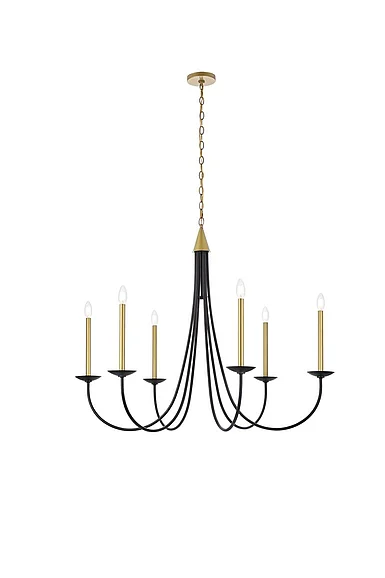 Elegant Cohen 42 In. Pendant in Black and Brass LD810D42BRK CLOSEOUT