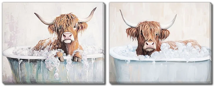 Streamline Art Highland Cow Bath Set of 2 E864633