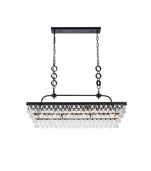 Elegant Nordic 40 In. Rectangle Pendant in Black 1219G40BK