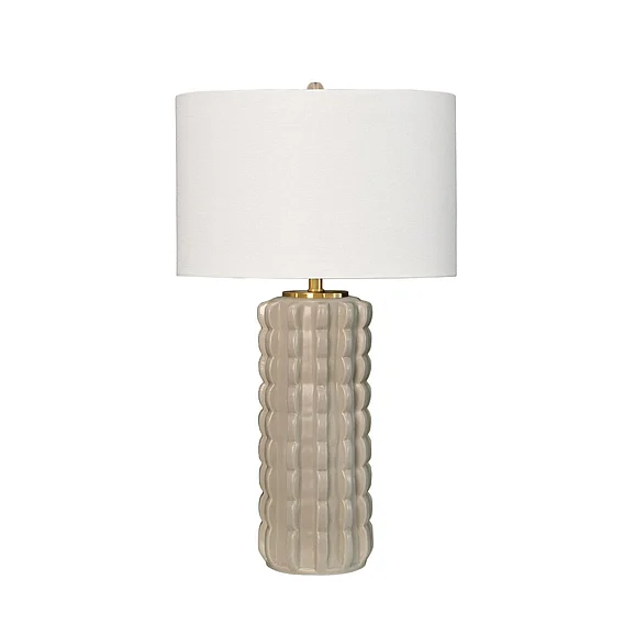 Worlds Away Scalloped Ceramic Table Lamp in Beige Glaze CECE BG