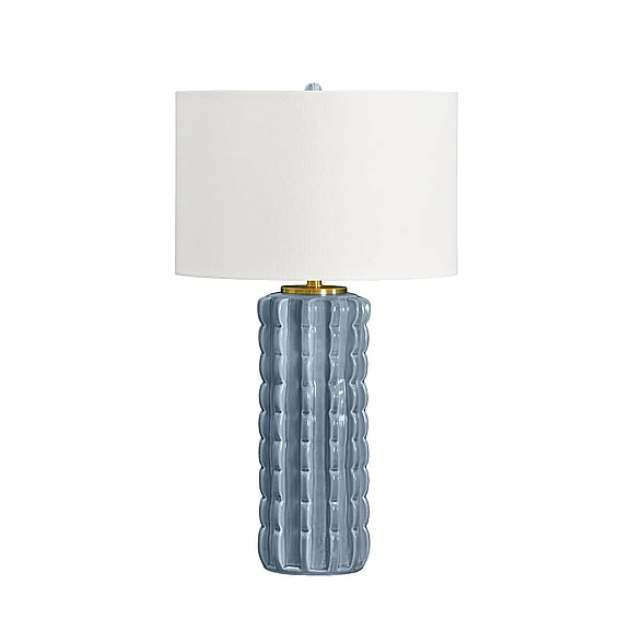 Worlds Away Scallop Ceramic Table Lamp in Light Blue Glaze CECE LB