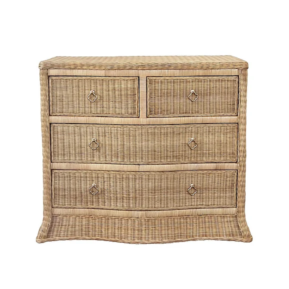 Worlds Away Celine Four Drawer Chest in Woven Rattan CELINE