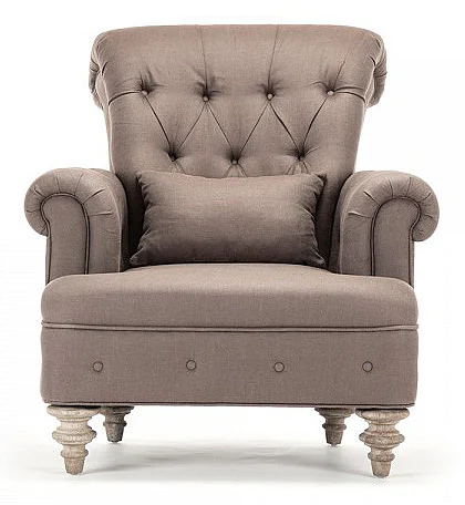 Zentique Yves Tufted Arm Chair in Natural Oak CF007 E272 A008