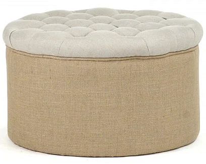 Zentique Round Ottoman in Cream CF053-1 A003 Jute